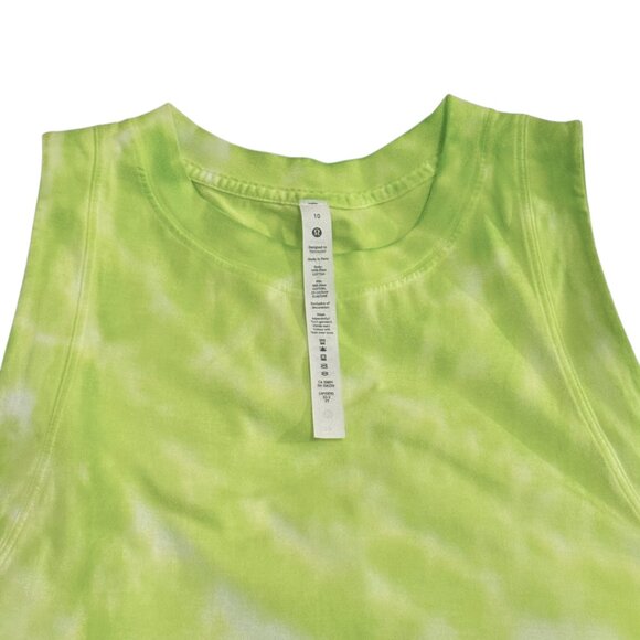 Lululemon NEW All Yours Cropped Cotton Tank Top Eccentric Lime Tie Dye size 10 - Picture 5 of 8
